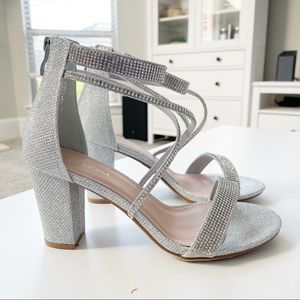 Top Moda Silver Rhinestones Strap Heels Rosa-66